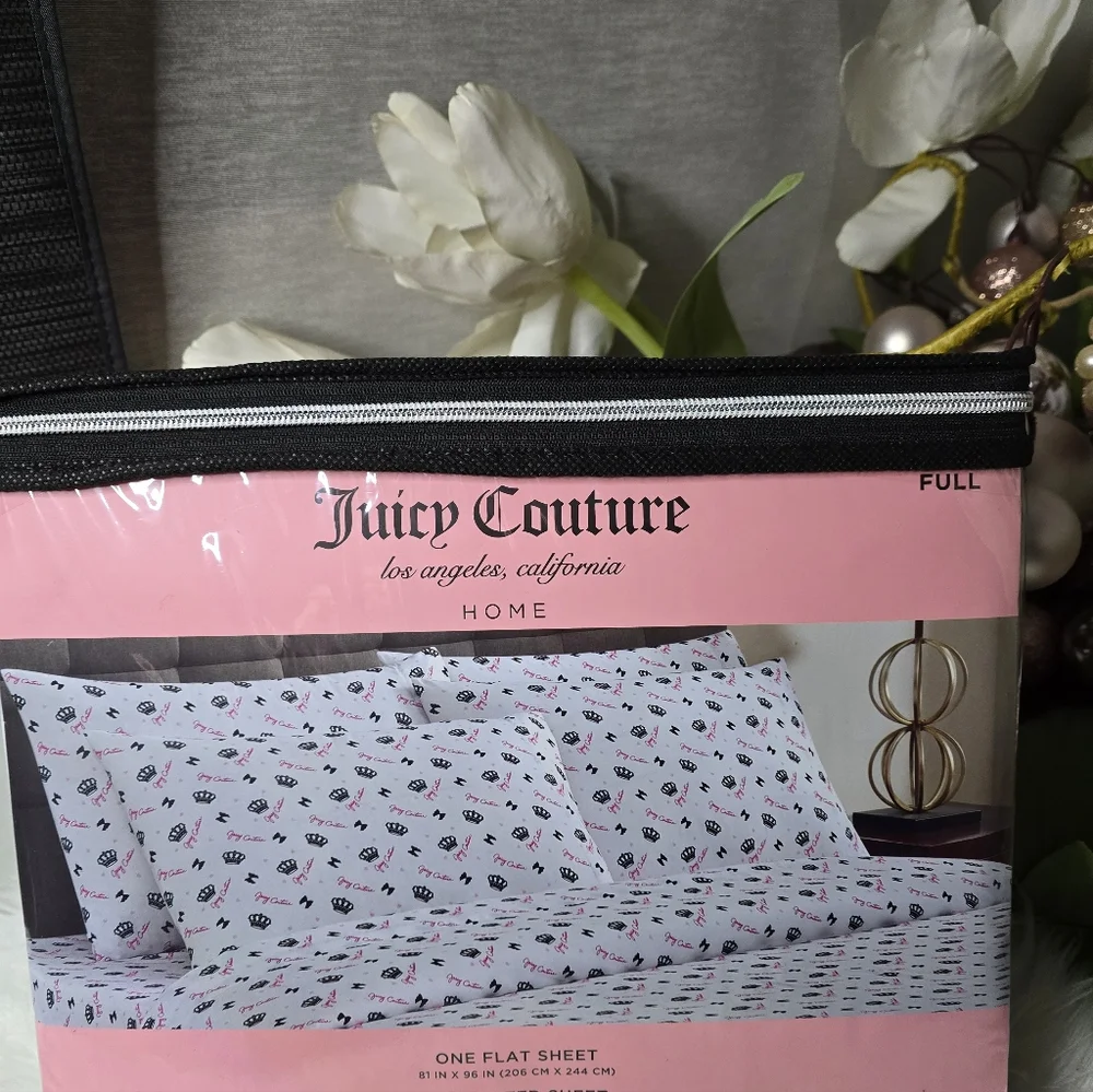 Juicy Couture Full Crown/bows Sheet set new